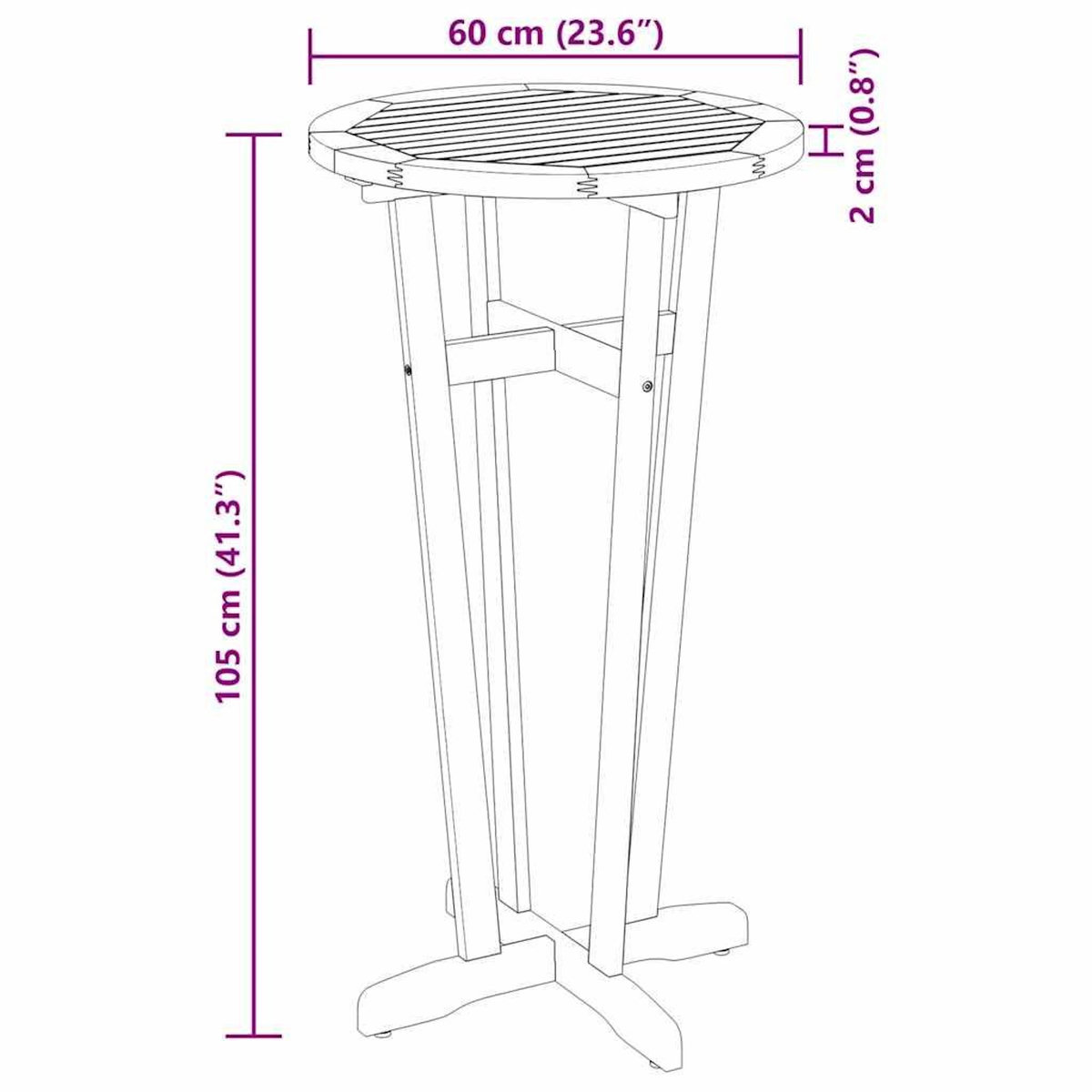 VIDAXL Table de bar de jardin Ø60x105 cm Bois d'acacia solide