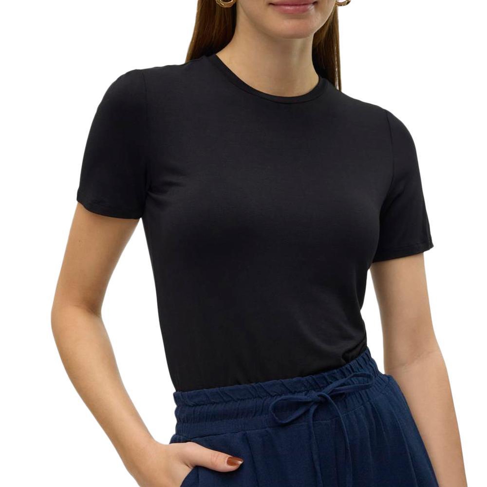 Vero Moda T-shirt Noir Femme Vero Moda Malberte. Coloris disponibles : Noir