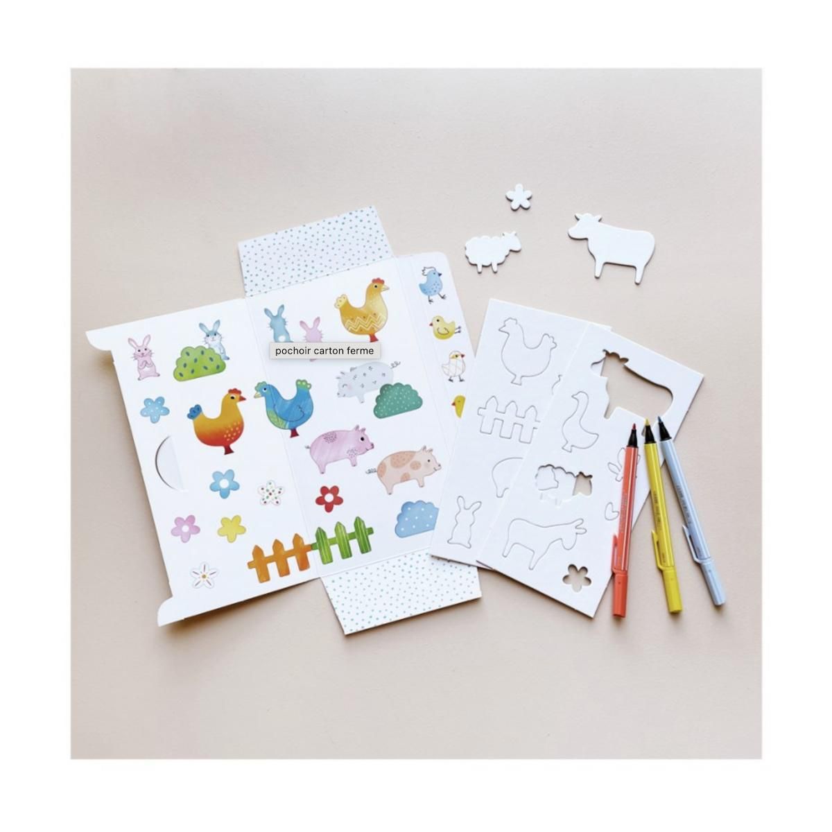 PIROUETTE CACAHOUETE POCHOIRS Ferme - Farm stencil