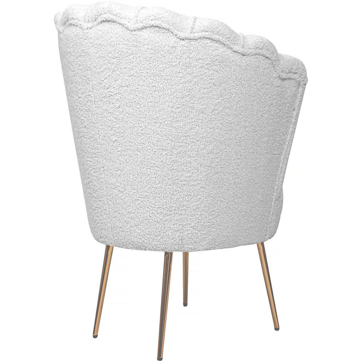 Habitat et Jardin Fauteuil bouclette  Floria  - 75 x 68 x 77,5 cm -  Blanc