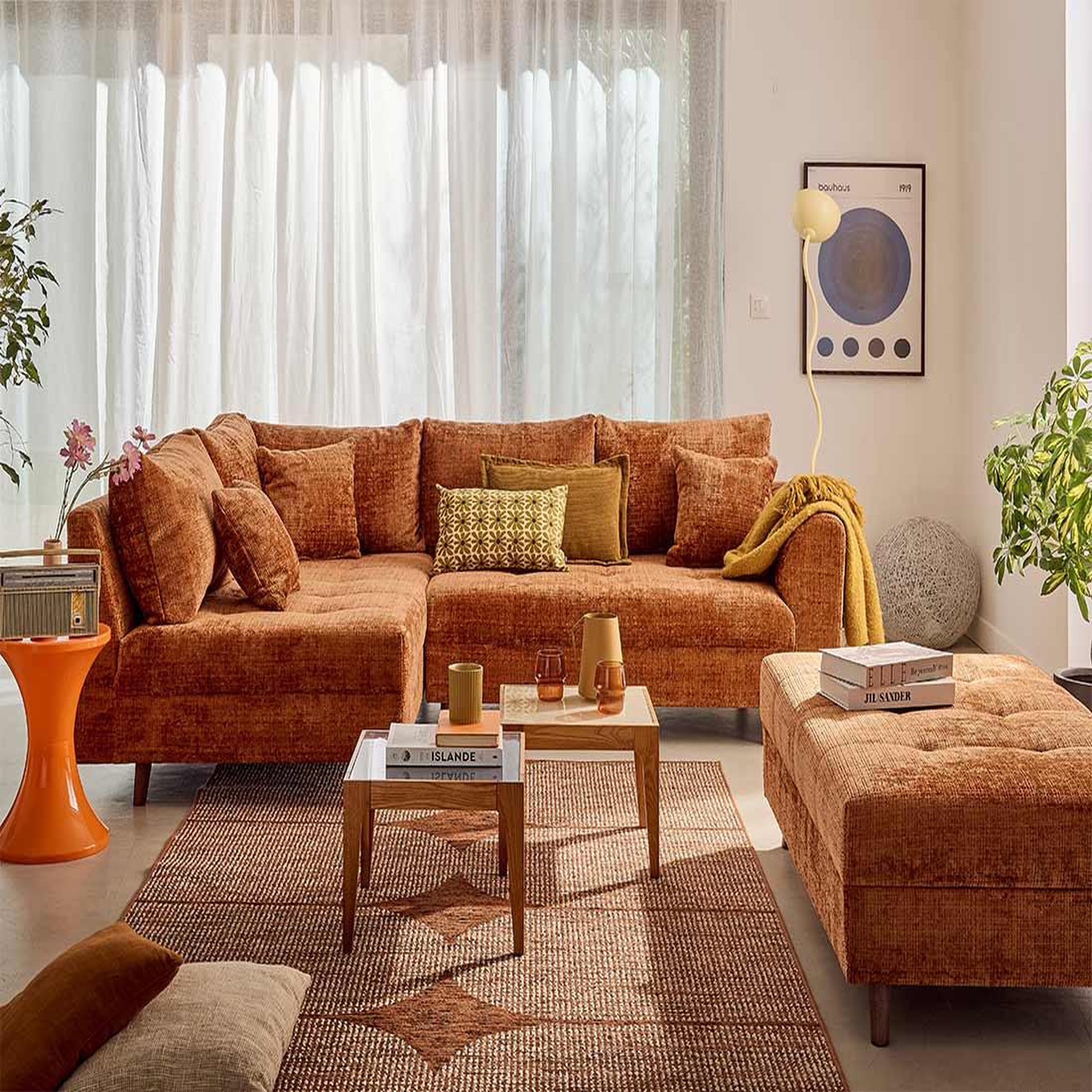 Voir la diapositive 4 : BEST MOBILIER Rune - canapé d'angle gauche 4 places en velours texturé