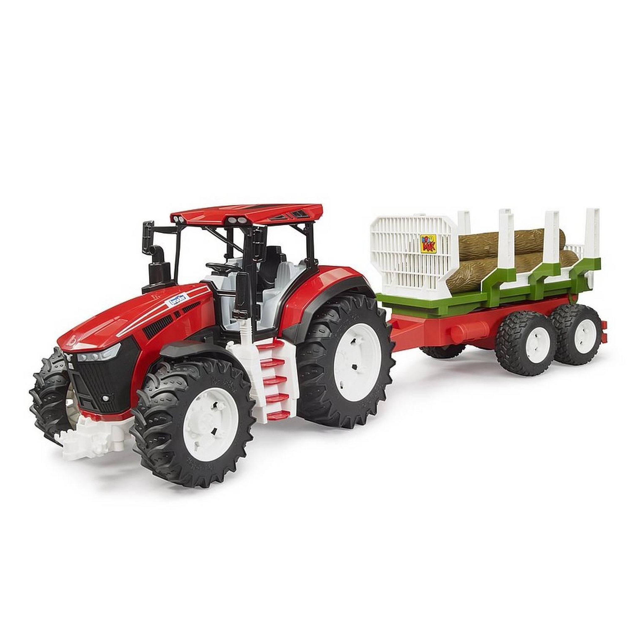 Bruder Tracteur ROADMAX avec remorque forestière et 3 troncs d'arbre