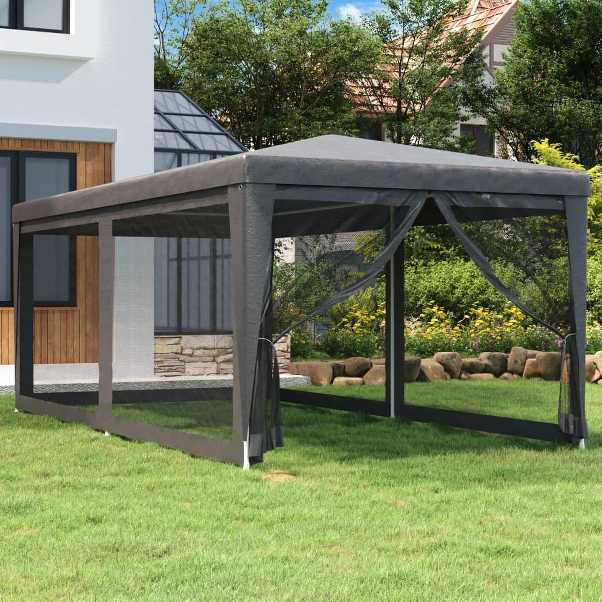 Voir la diapositive 1 : VIDAXL Tente de fete avec 6 parois laterales en maille Anthracite 3x6m