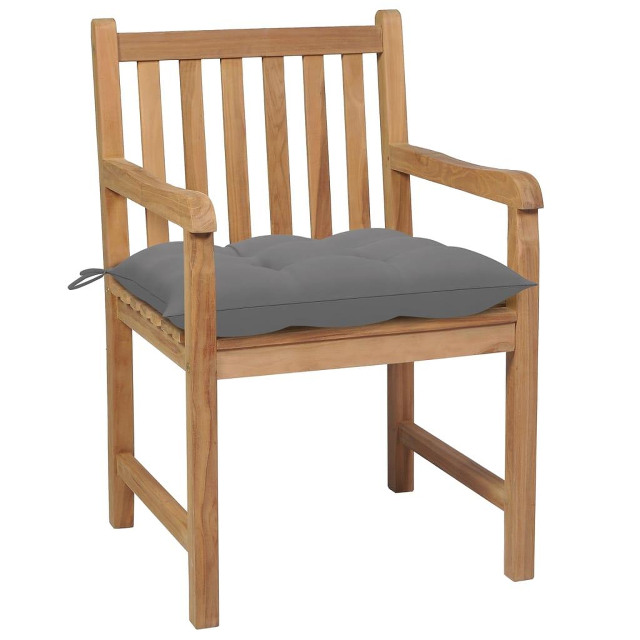 Voir la diapositive 3 : VIDAXL Chaises de jardin lot de 6 et coussins gris Bois de teck solide