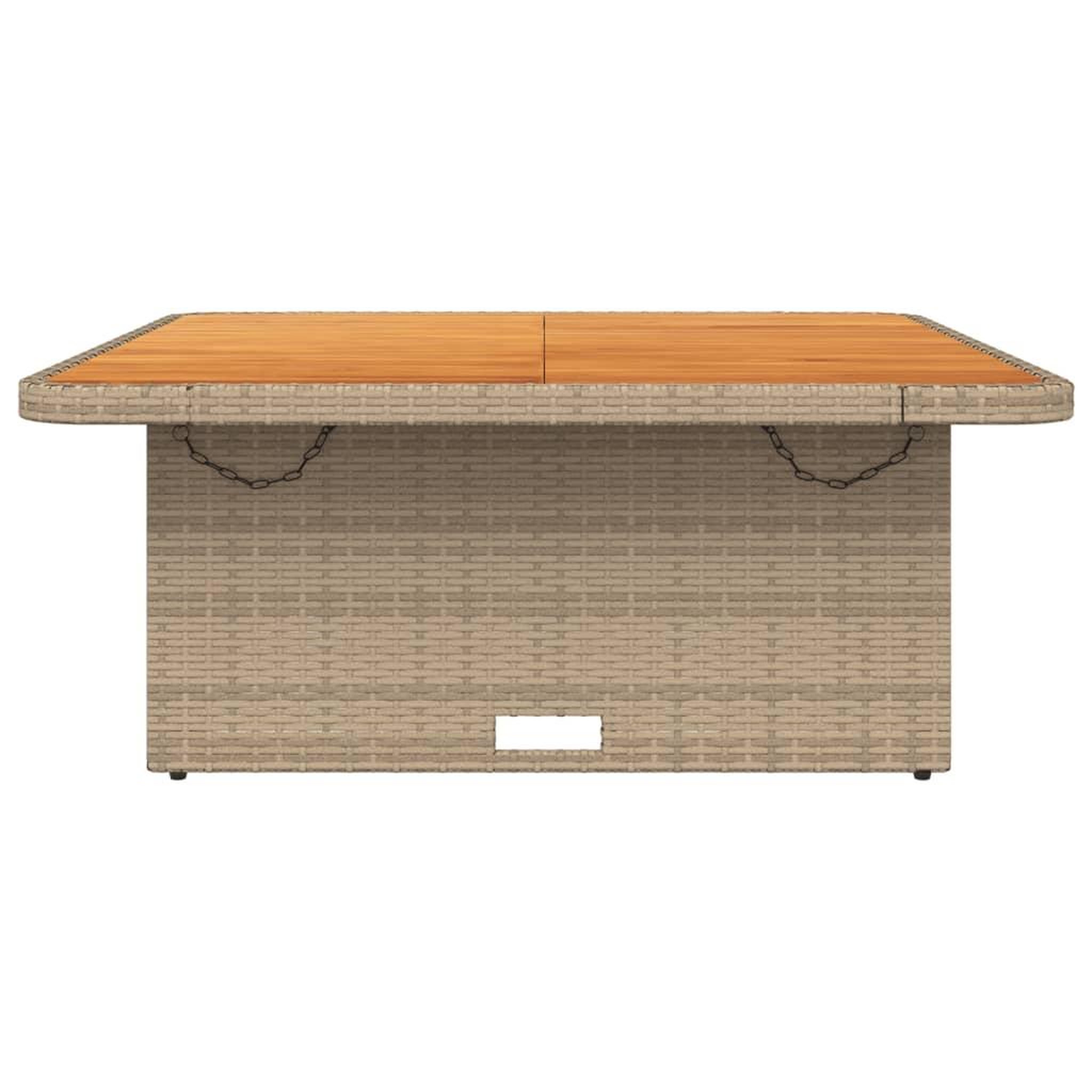 Voir la diapositive 5 : VIDAXL Table de jardin beige 110x110x71 cm resine tressee bois acacia