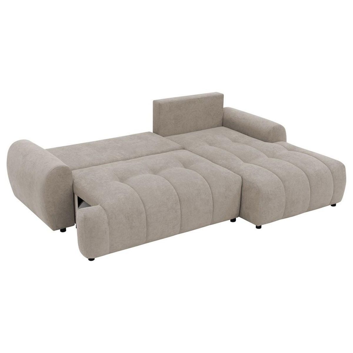 BEST MOBILIER Luzzio - canapé d'angle droit 4 places convertible avec coffre en tissu texturé