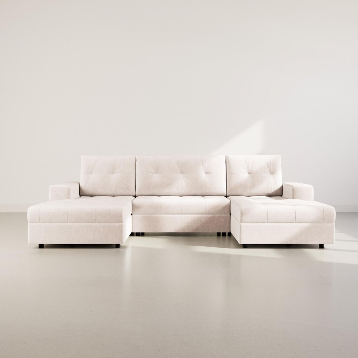 BEST MOBILIER Bastian - canapé panoramique en u 7 places convertible avec coffre en velours texturé