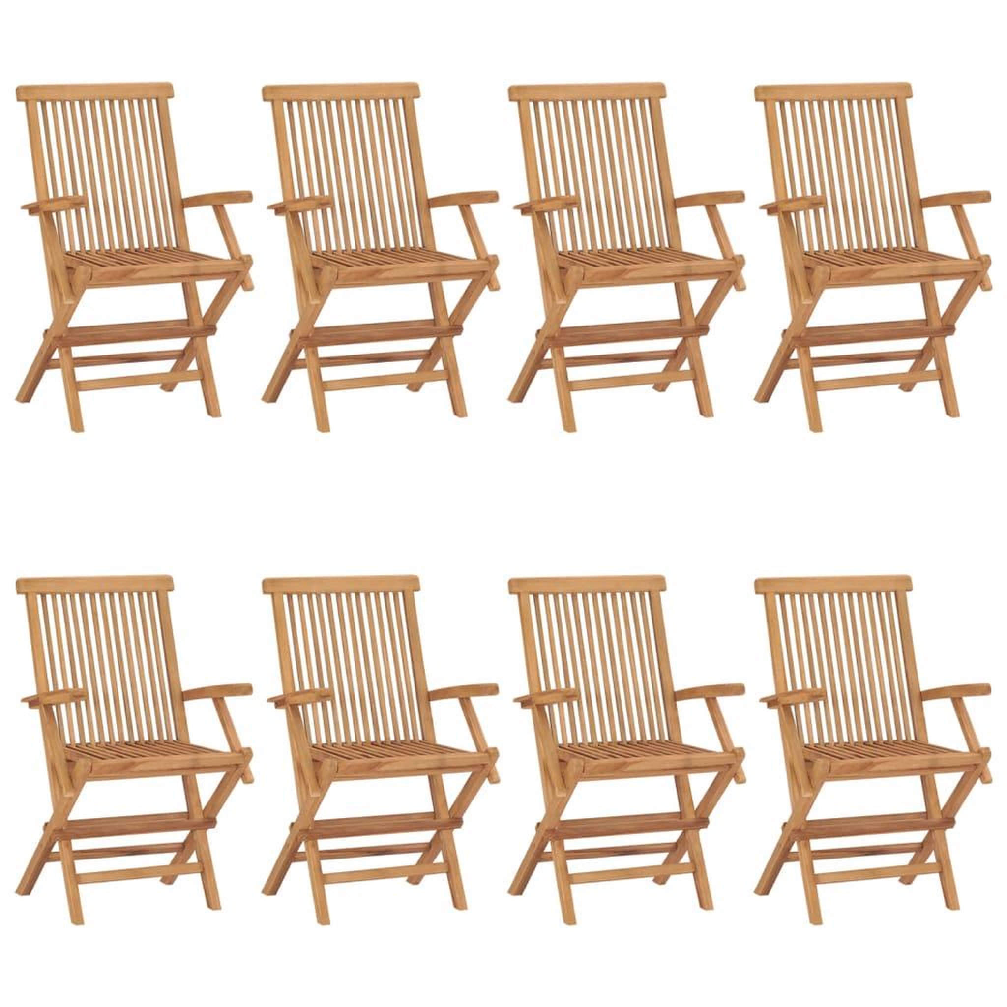 Voir la diapositive 1 : VIDAXL Chaises de jardin lot de 8 Bois de teck massif