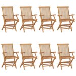 VIDAXL Chaises de jardin lot de 8 Bois de teck massif