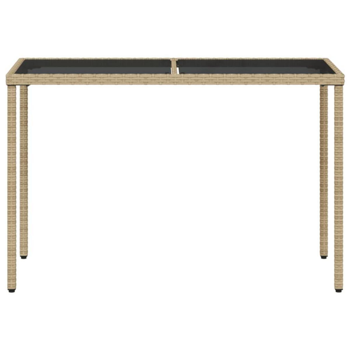 VIDAXL Table de jardin dessus en verre beige 115x54x74 cm poly rotin