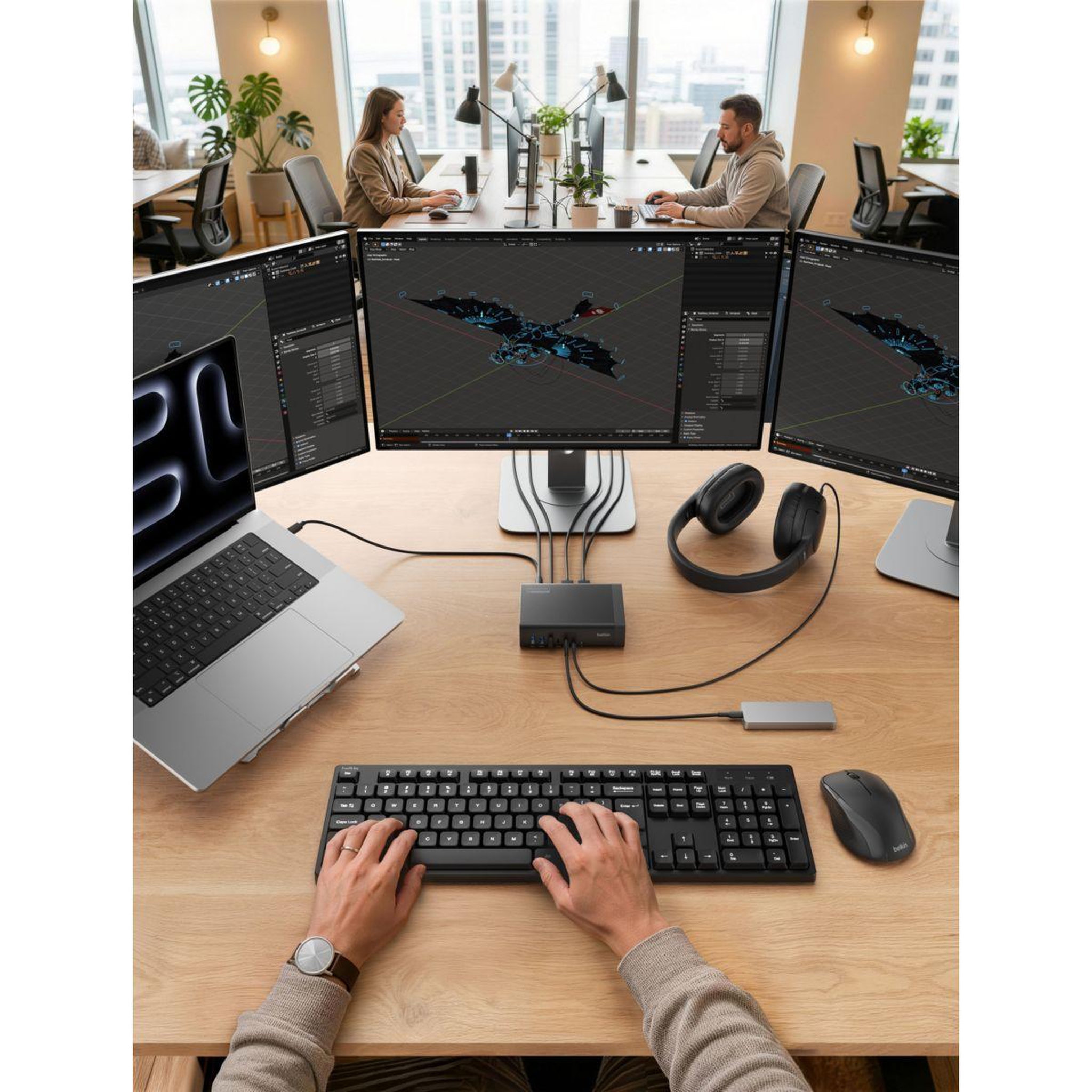 Voir la diapositive 2 : Belkin Hub USB C 16 en 1 pour 3 écrans 140W