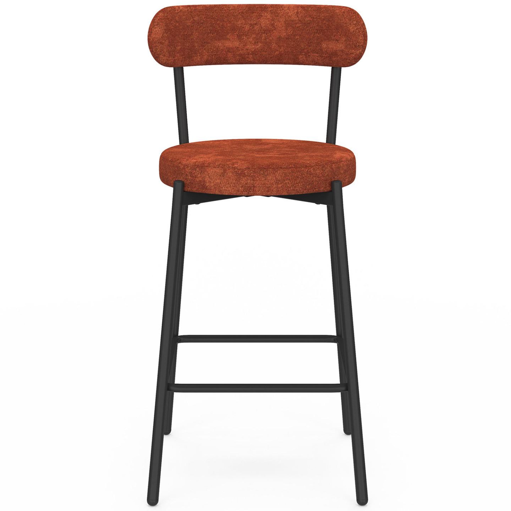 Voir la diapositive 3 : ID MARKET Lot de 4 tabourets de bar miki dossier incurvé en tissu chenille terracotta pieds en métal noir