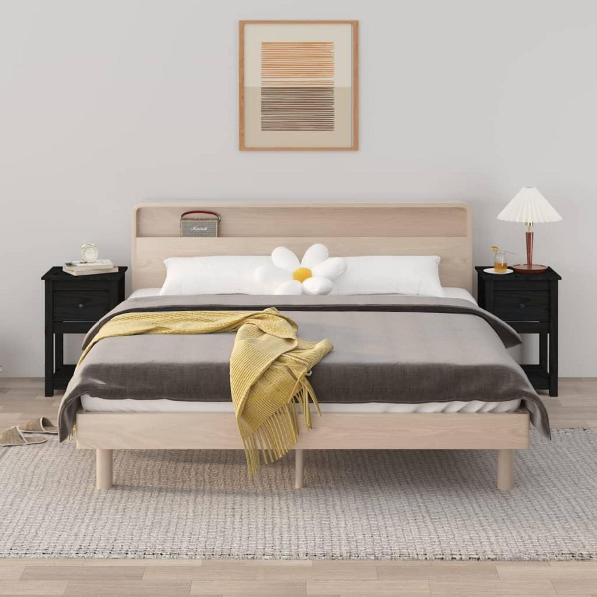 VIDAXL Tables de chevet 2 pcs Noir 40x35x61,5 cm Bois de pin massif