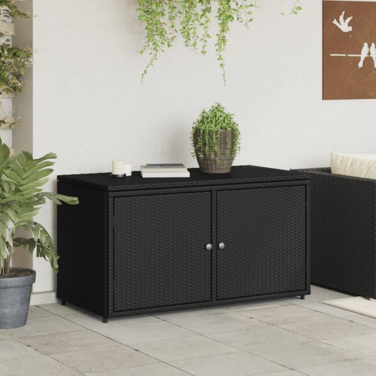 VIDAXL Armoire de rangement jardin noir 110x55x60,5 cm résine tressée