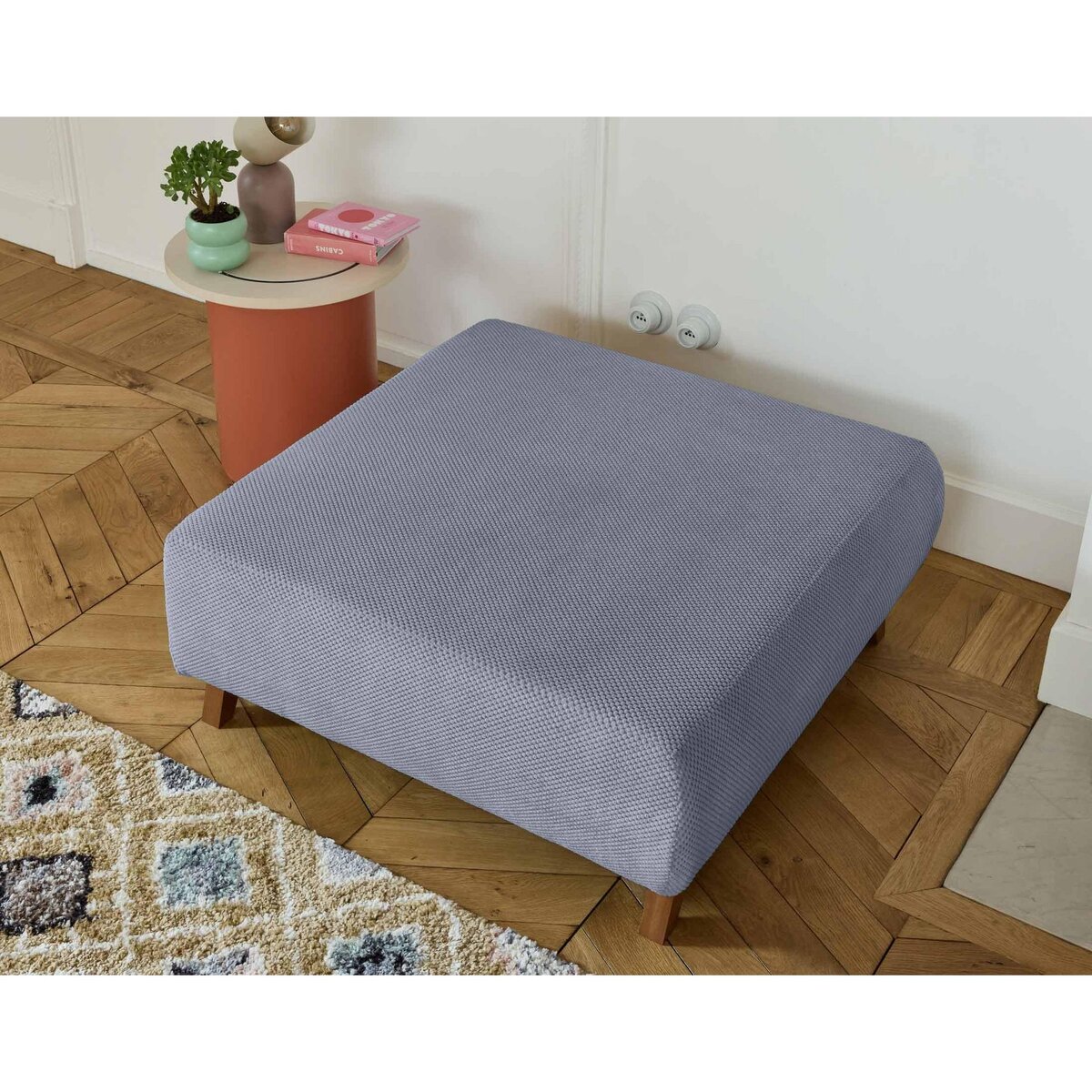 BEST MOBILIER Cristal - pouf modulable - 95 cm - en velours texturé
