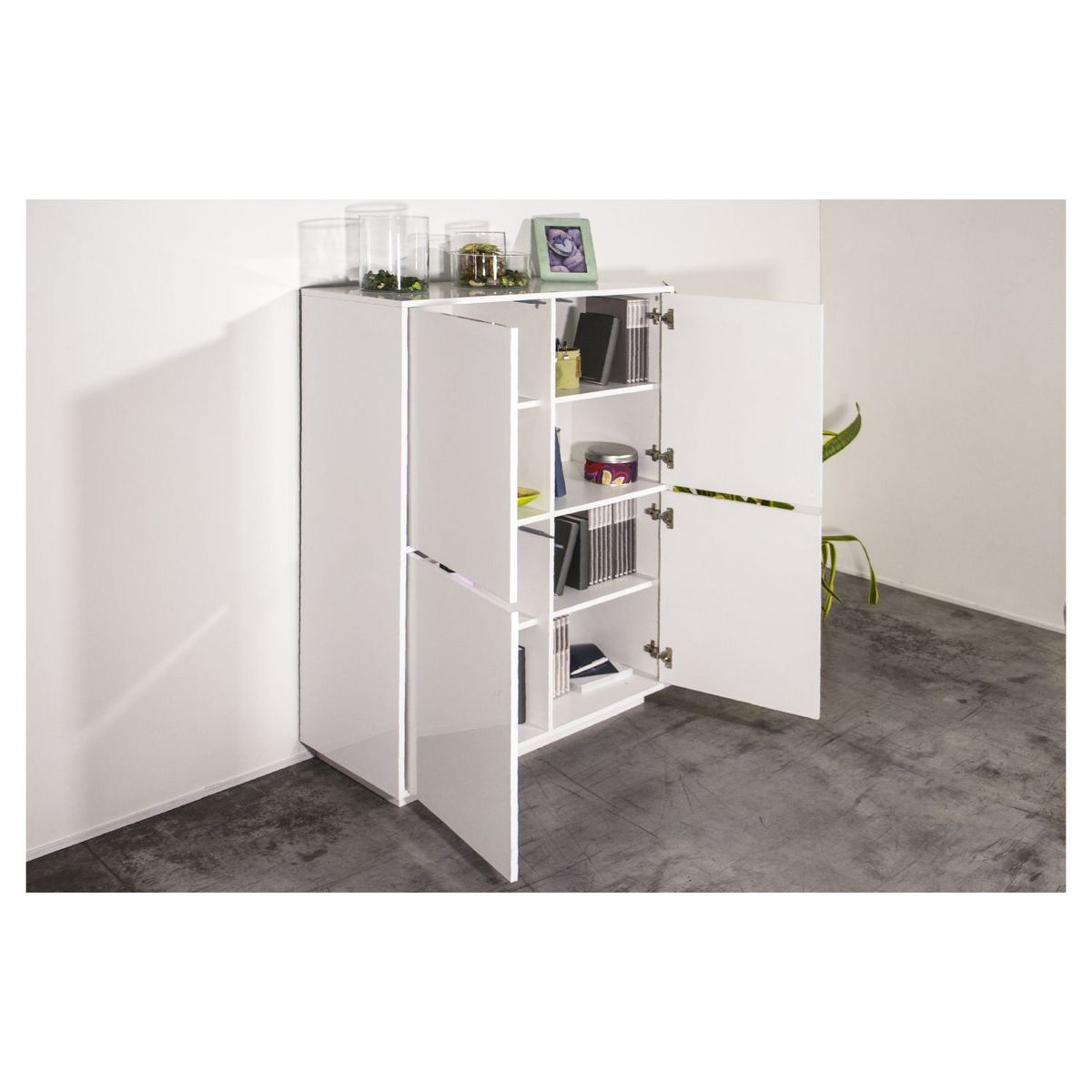 Buffet haut moderne 4 portes 100 cm LUCERA