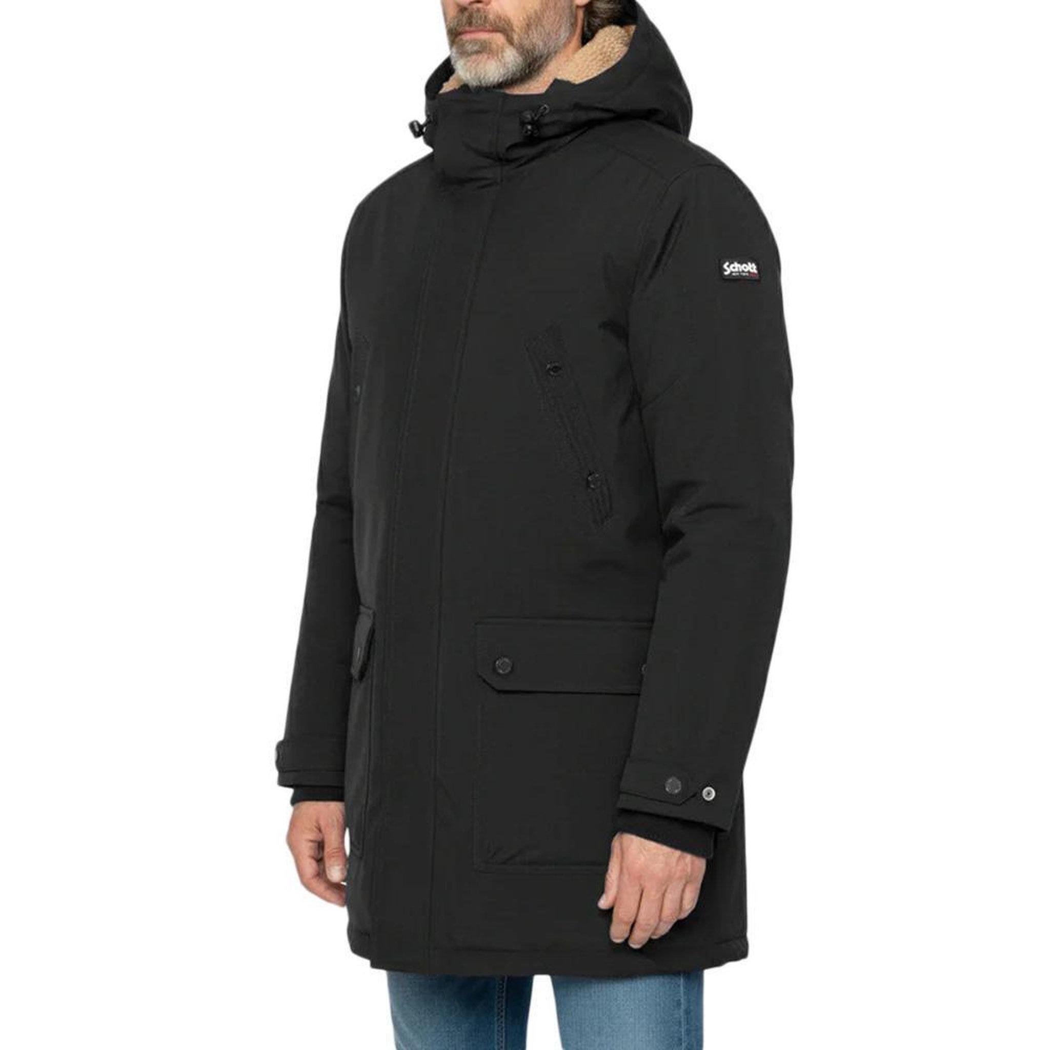 Voir la diapositive 1 : Schott Parkas Noir Homme Schott Parka Fixe Doublee Sherpa