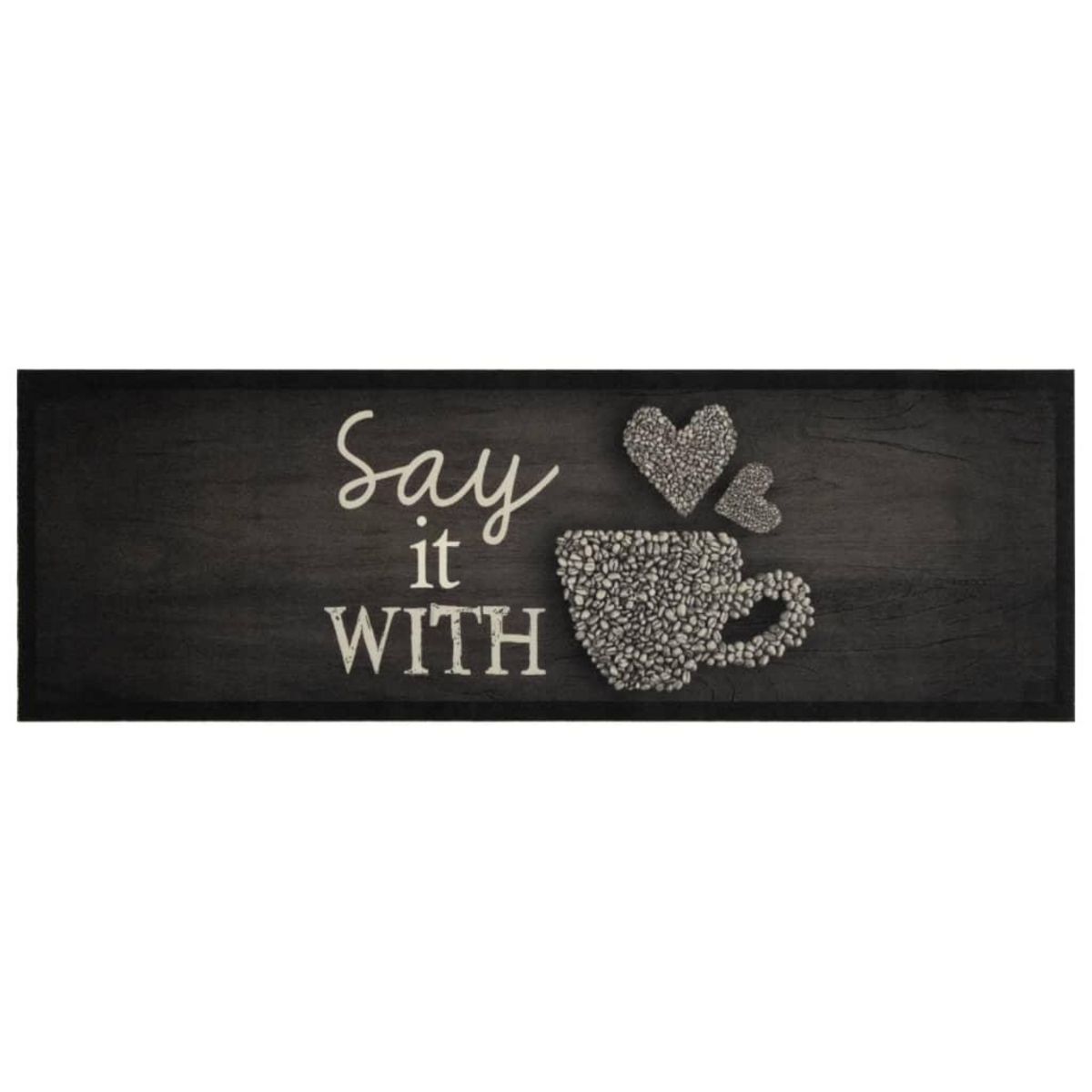 VIDAXL Tapis de cuisine lavable imprime tasse noir 60x180 cm velours