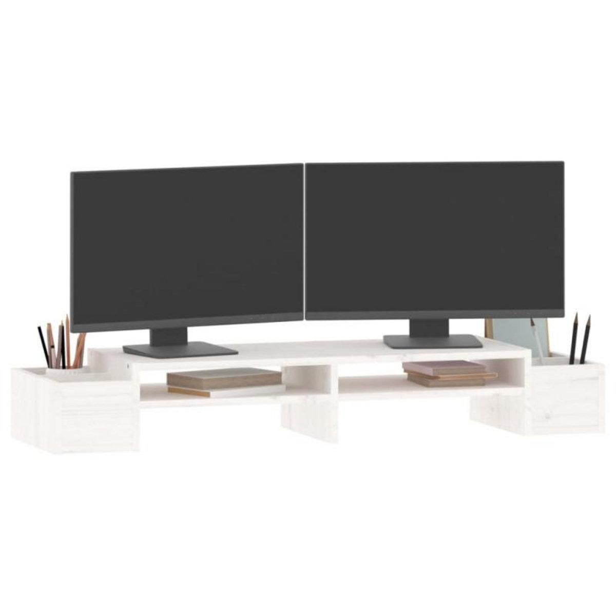 VIDAXL Support de moniteur Blanc 100x27,5x15 cm Bois de pin solide