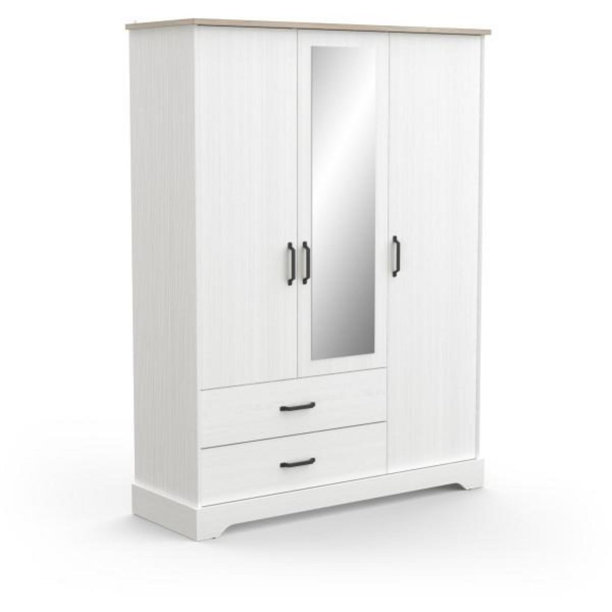 Demeyere Armoire de chambre - COTTAGE - Chene Kronberg / Blanc - 3 portes - 148,6 x 57,1 x 199,6 cm
