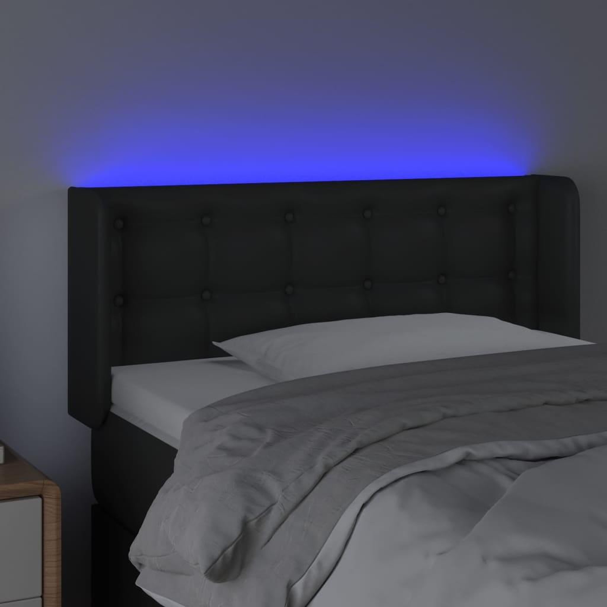 Voir la diapositive 4 : VIDAXL Tete de lit a LED Noir 103x16x78/88 cm Similicuir