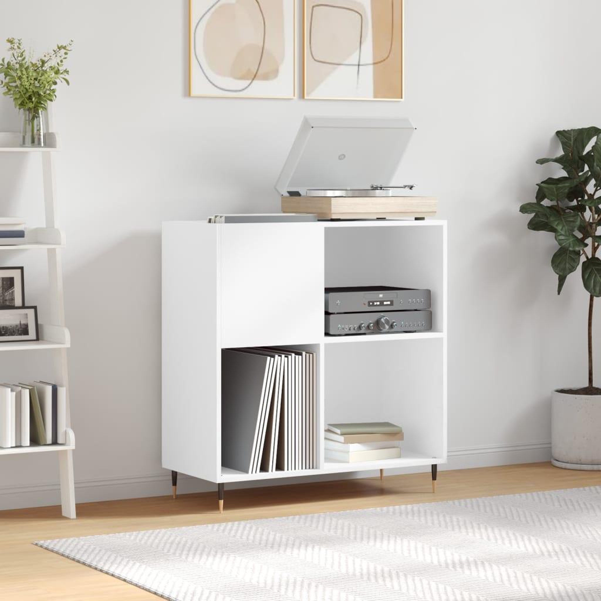 VIDAXL Armoire a disques blanc 84,5x38x89 cm bois d'ingenierie