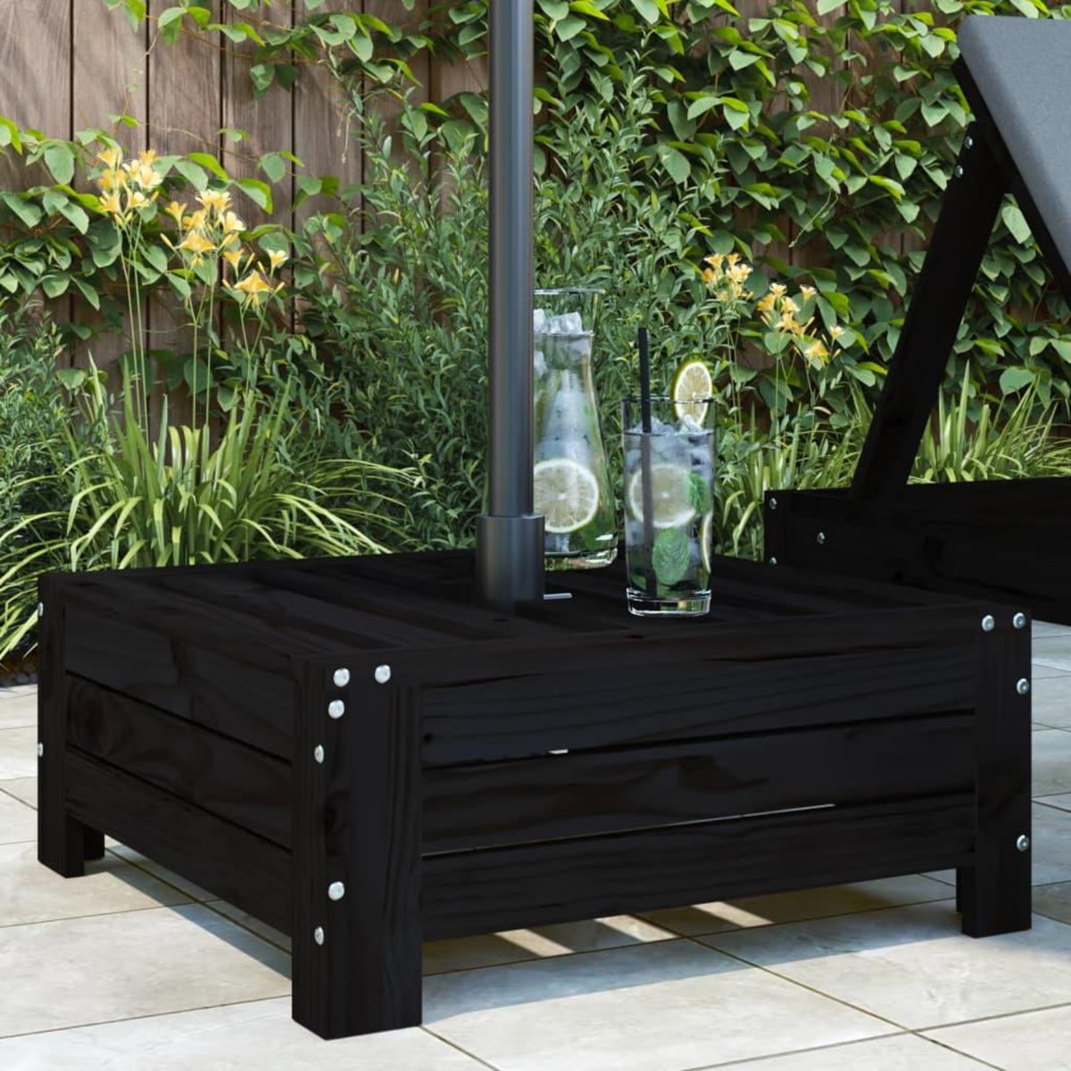 VIDAXL Couvercle de base de parasol noir bois massif de pin