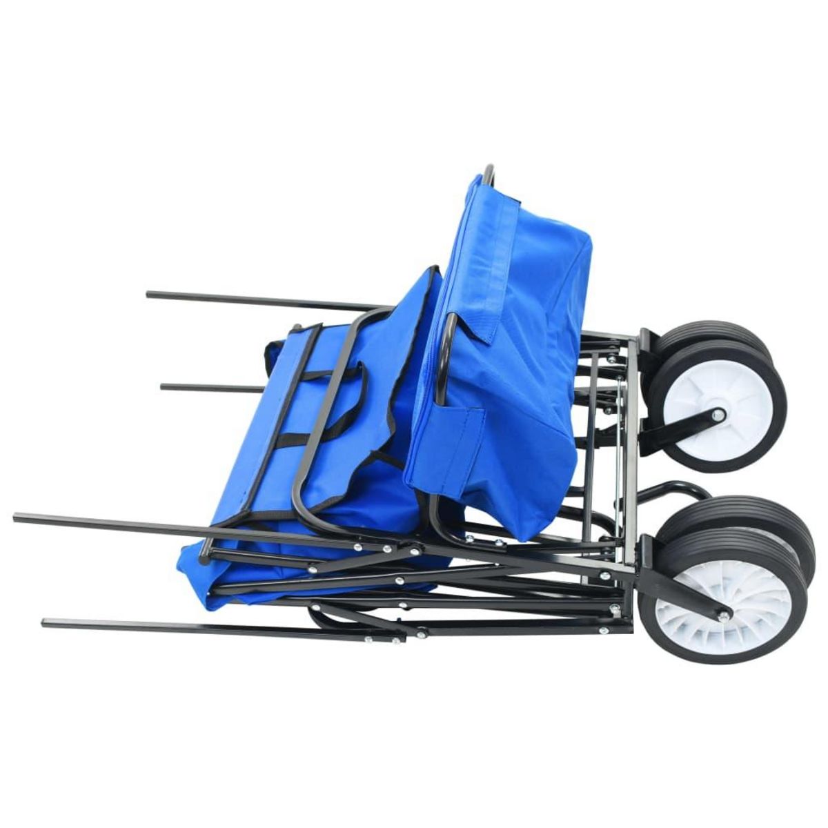 VIDAXL Chariot a main pliable avec toit Acier Bleu