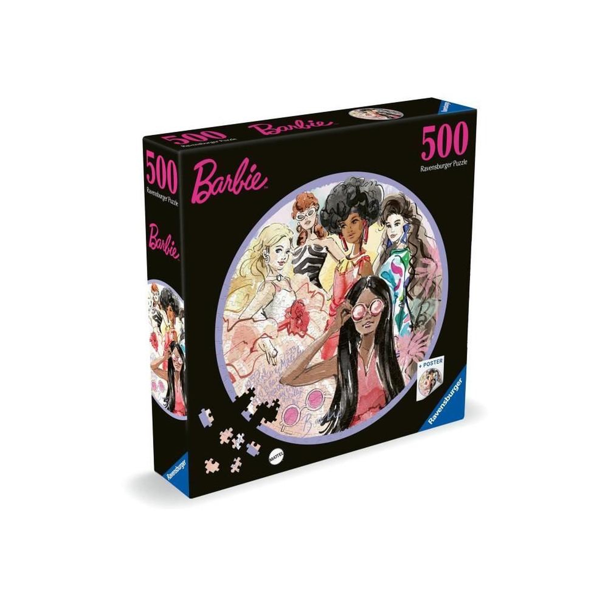 Voir la diapositive 2 : RAVENSBURGER Puzzle rond 500 pièces Barbie – L’icône du style depuis 1959 – Adulte & Enfant – Haute qualité