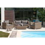 PARIS GARDEN Salon bas de jardin - 4 places - Résine tressée - Miel - MONTMARTRE