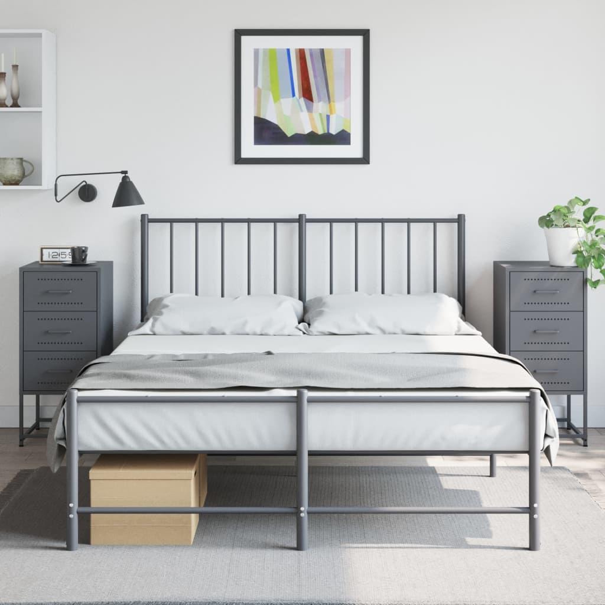 VIDAXL Tables de chevet 2 pcs anthracite 36x39x78 cm acier