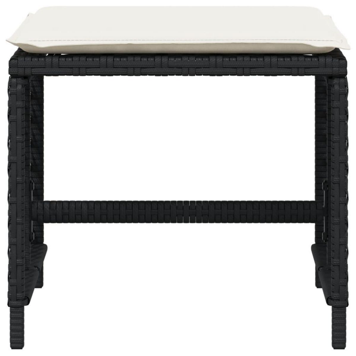 VIDAXL Tabourets de jardin et coussins lot de 4 noir 41x41x36 cm rotin