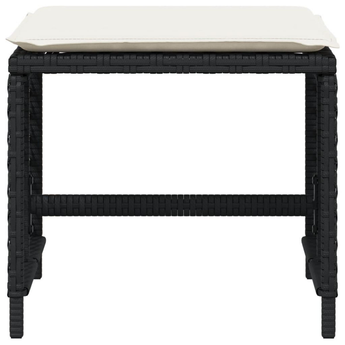 VIDAXL Tabourets de jardin et coussins lot de 4 noir 41x41x36 cm rotin