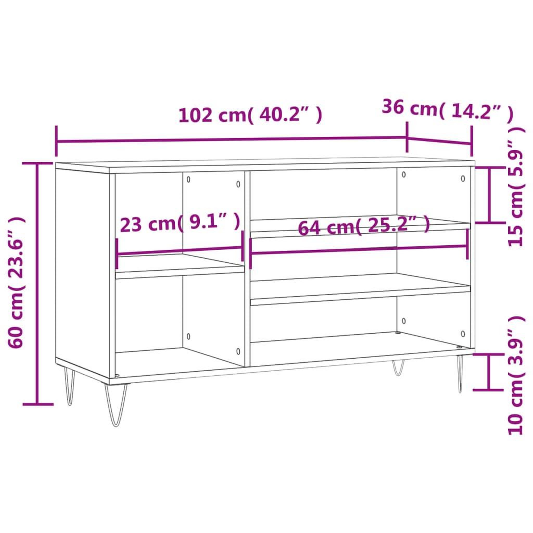 Voir la diapositive 6 : VIDAXL Armoire a chaussures Sonoma gris 102x36x60 cm Bois d'ingenierie