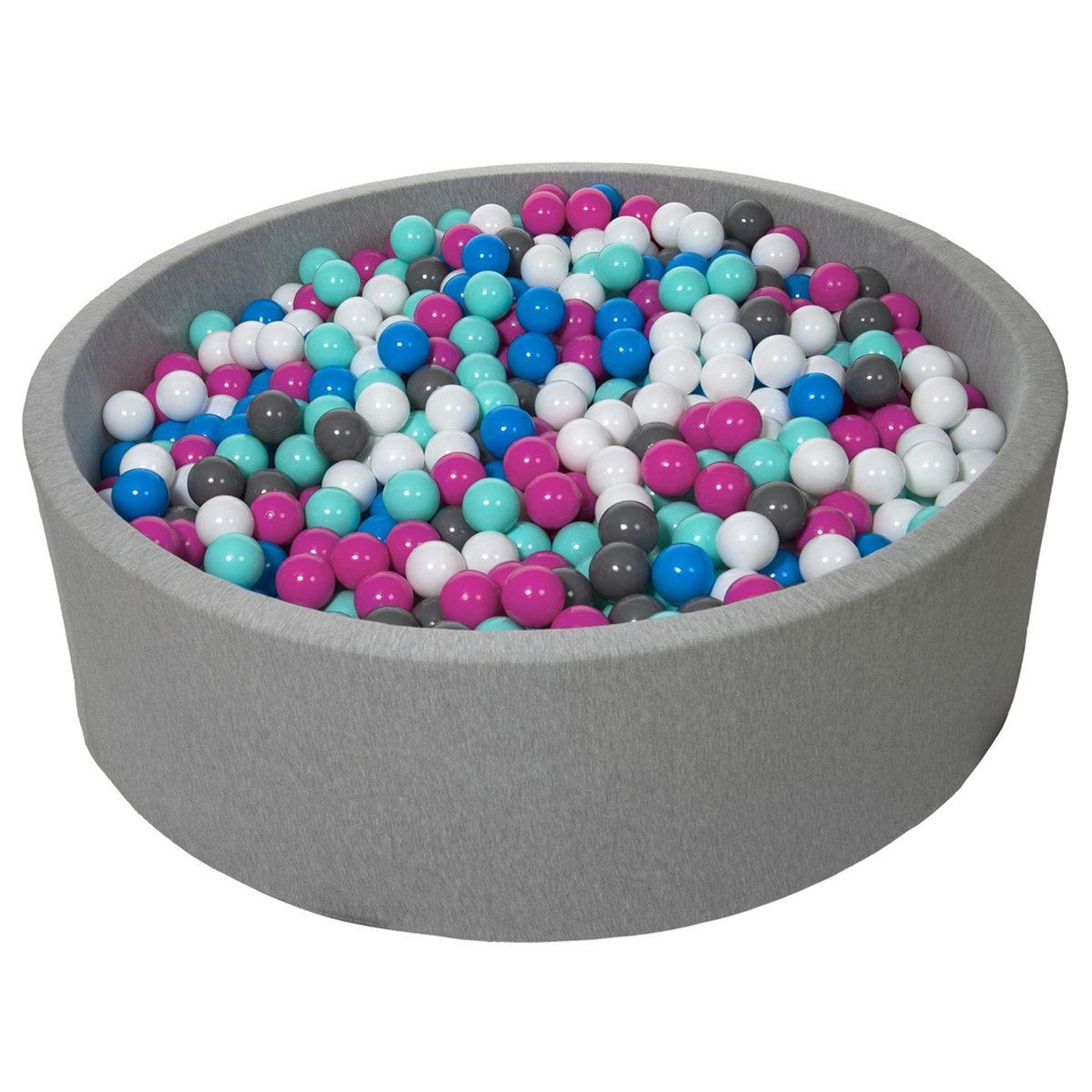 VELINDA Piscine à balles pour enfant, diamètre env.125 cm + 1200 balles blanc, bleu, rose, gris, turquoise
