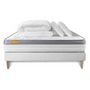 Voir la diapositive 2 : SEPTNUITS Pack matelas + sommier kit blanc Memo Zen Mousse à mémoire de forme MAXI épaisseur + Couette + 2 oreillers
