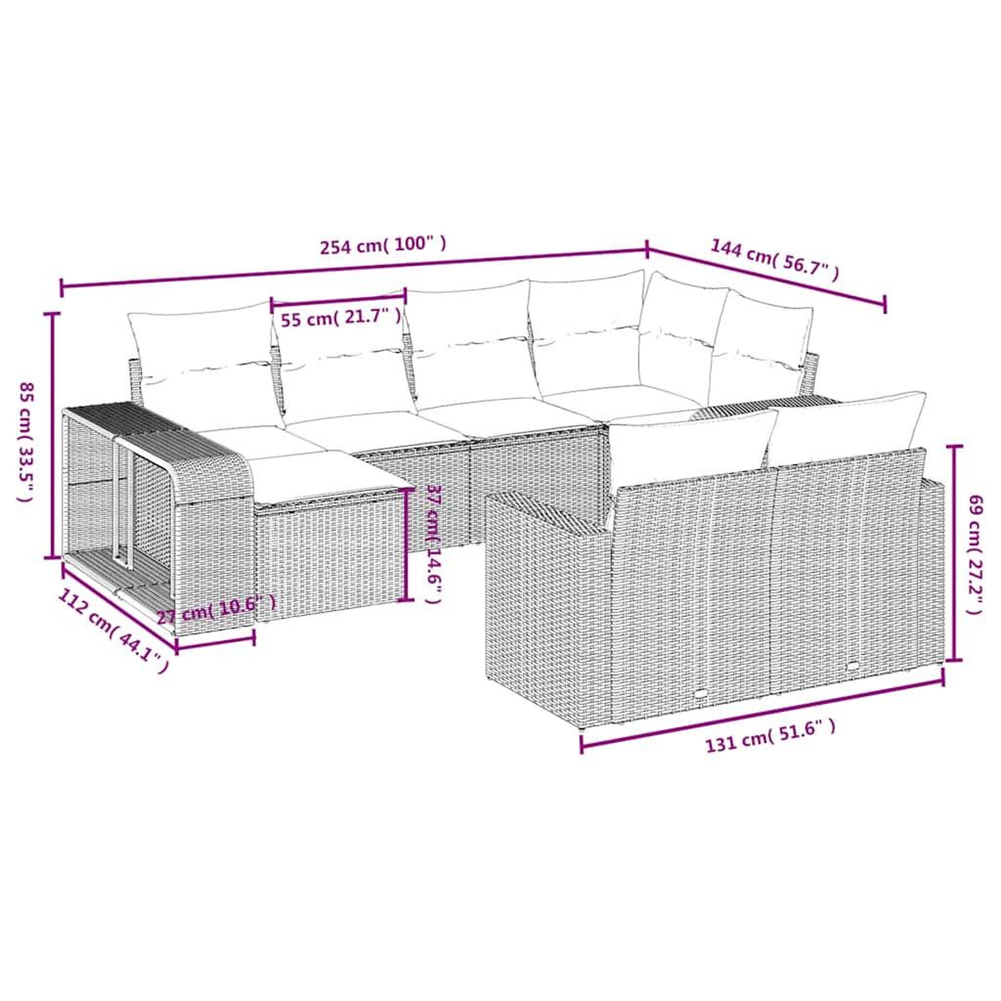 Voir la diapositive 6 : VIDAXL Salon de jardin avec coussins 10 pcs gris clair resine tressee