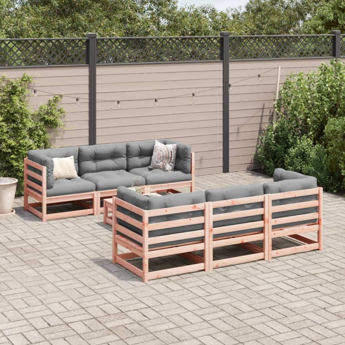 VIDAXL Salon de jardin 7 pcs et coussins bois massif sapin de douglas