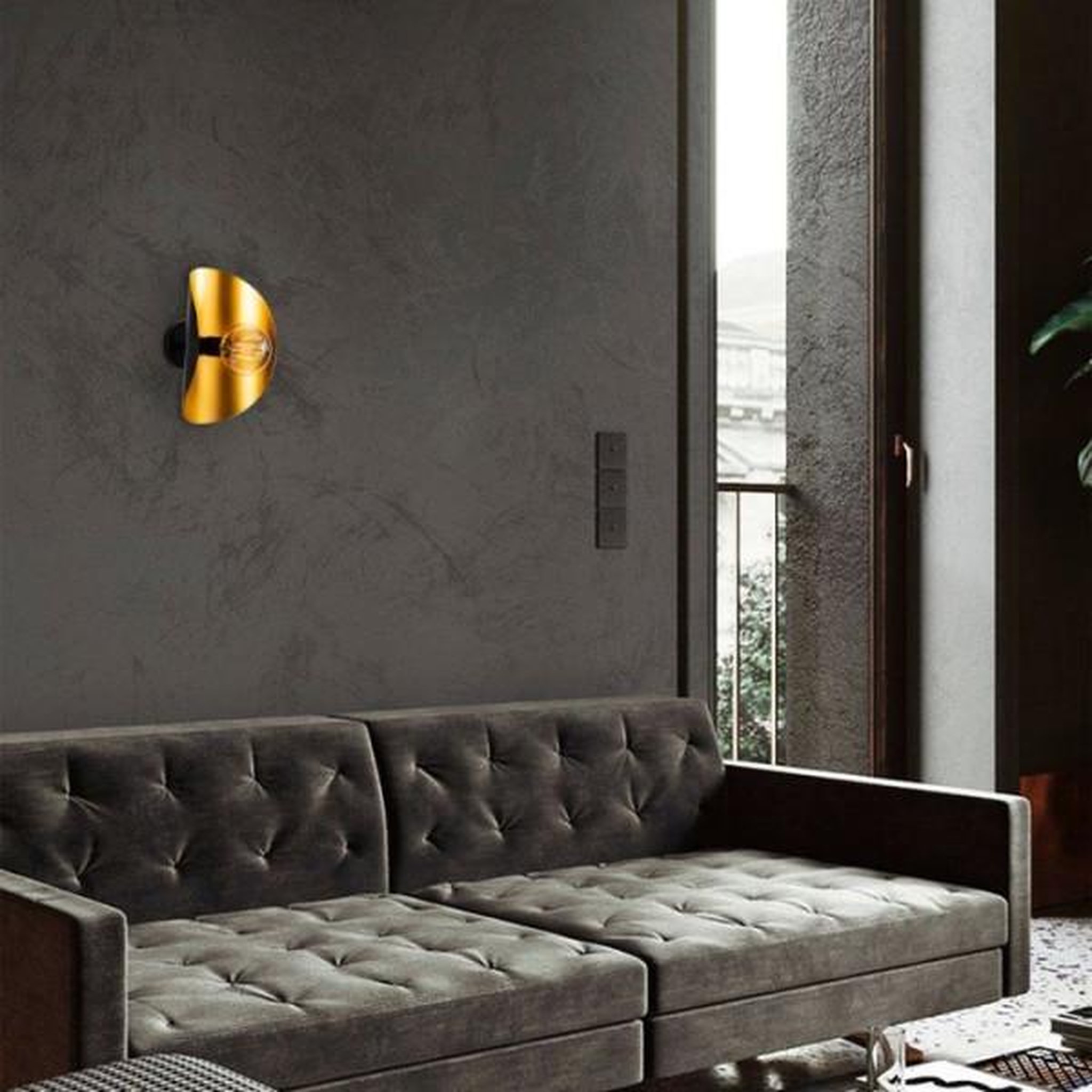 Voir la diapositive 3 : MARKET24 Applique murale black gold - noir et or - design chic - finition premium