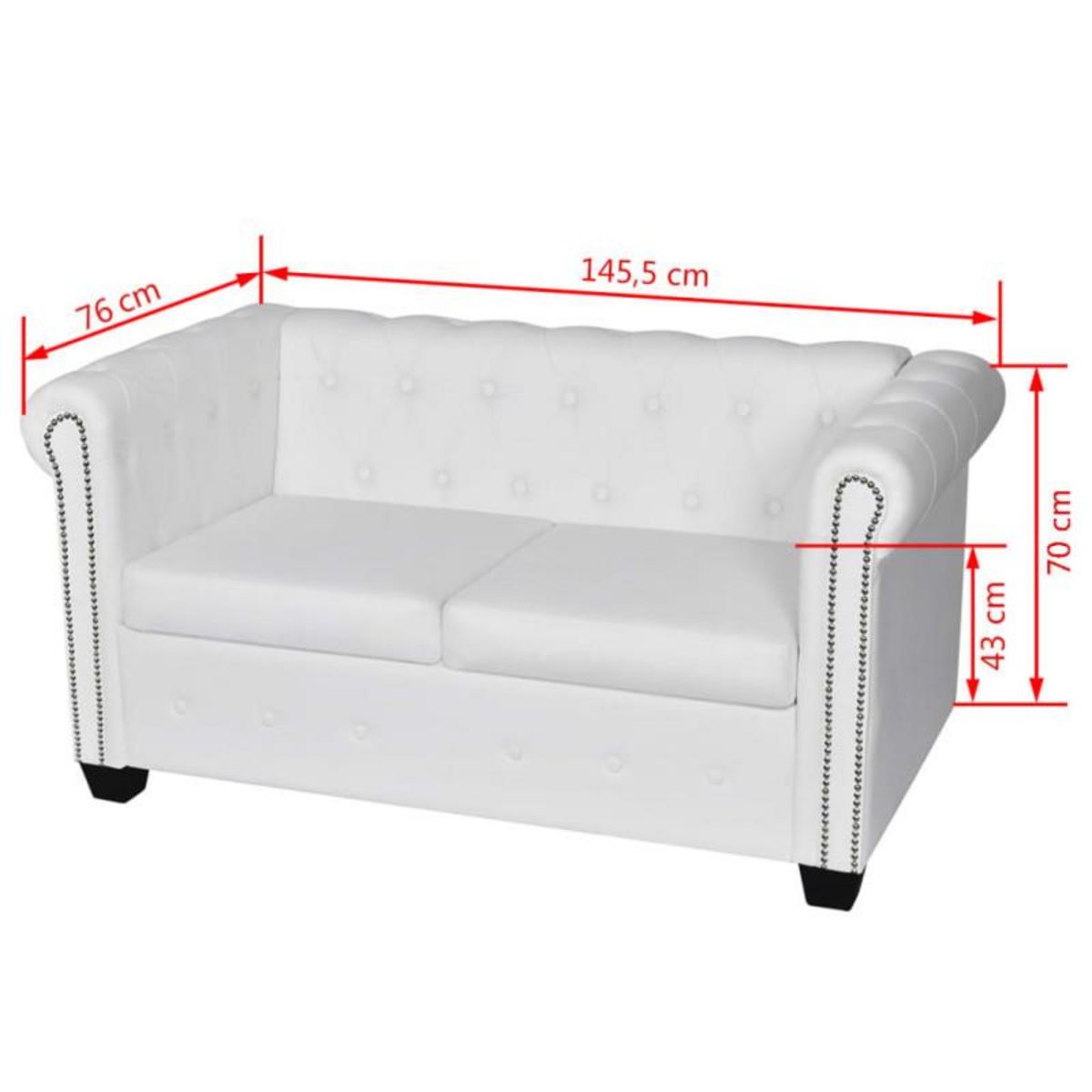VIDAXL Canapé Chesterfield à 2 places cuir synthétique blanc