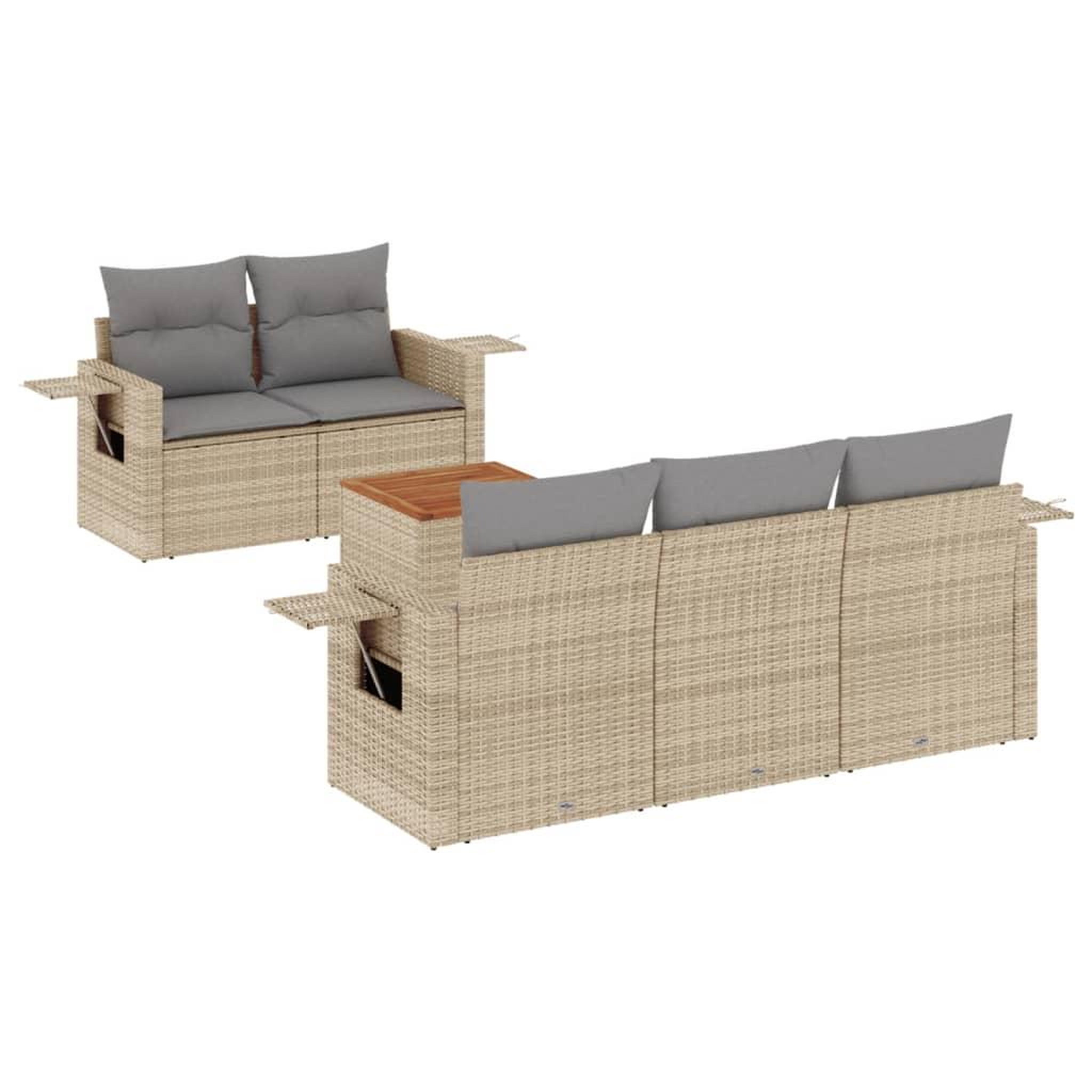 Voir la diapositive 2 : VIDAXL Salon de jardin avec coussins 6pcs melange beige resine tressee