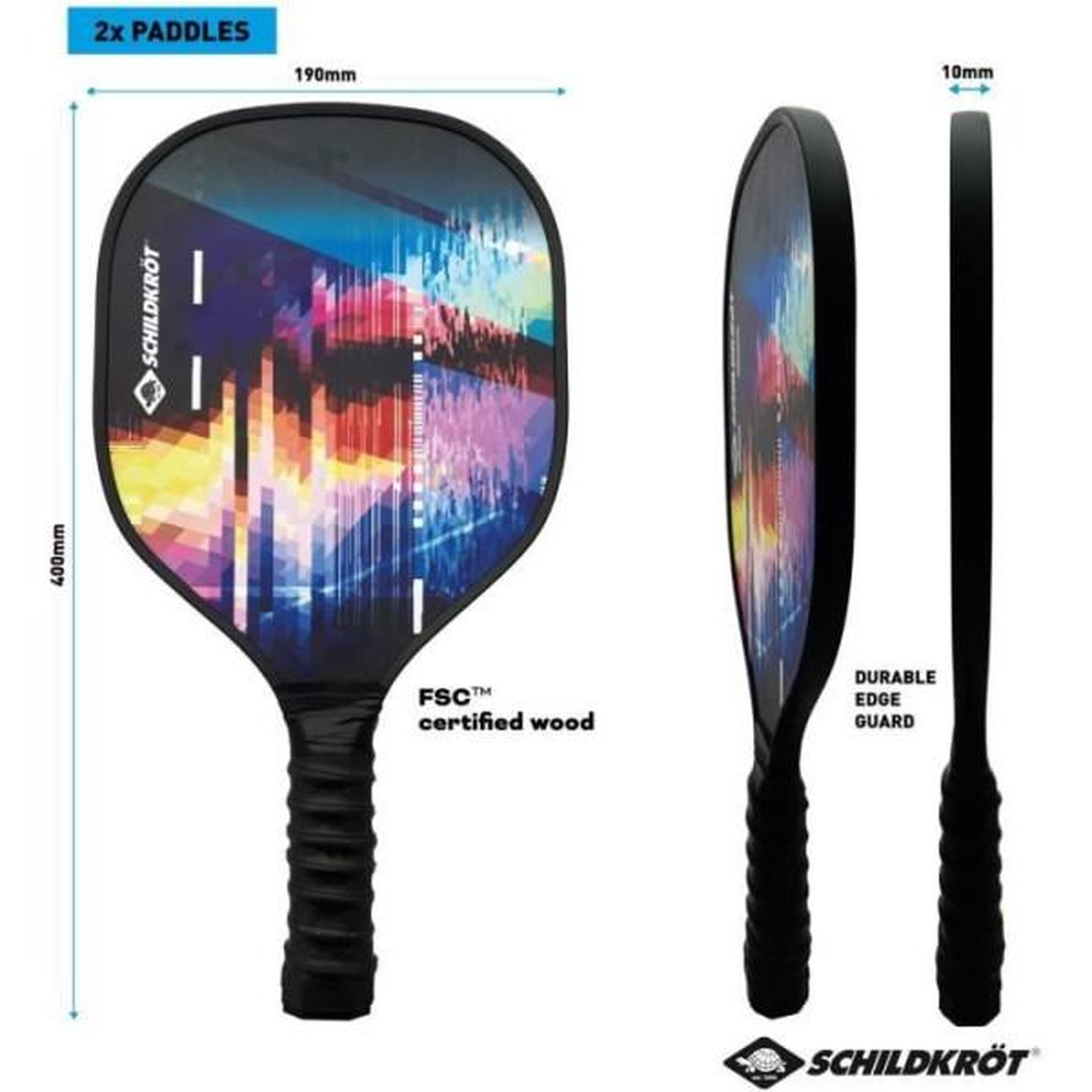 Voir la diapositive 2 : SCHILDKROT Set de Pickleball - SCHILDKRÖT - Jeu de raquettes - 2 raquettes + 2 balles