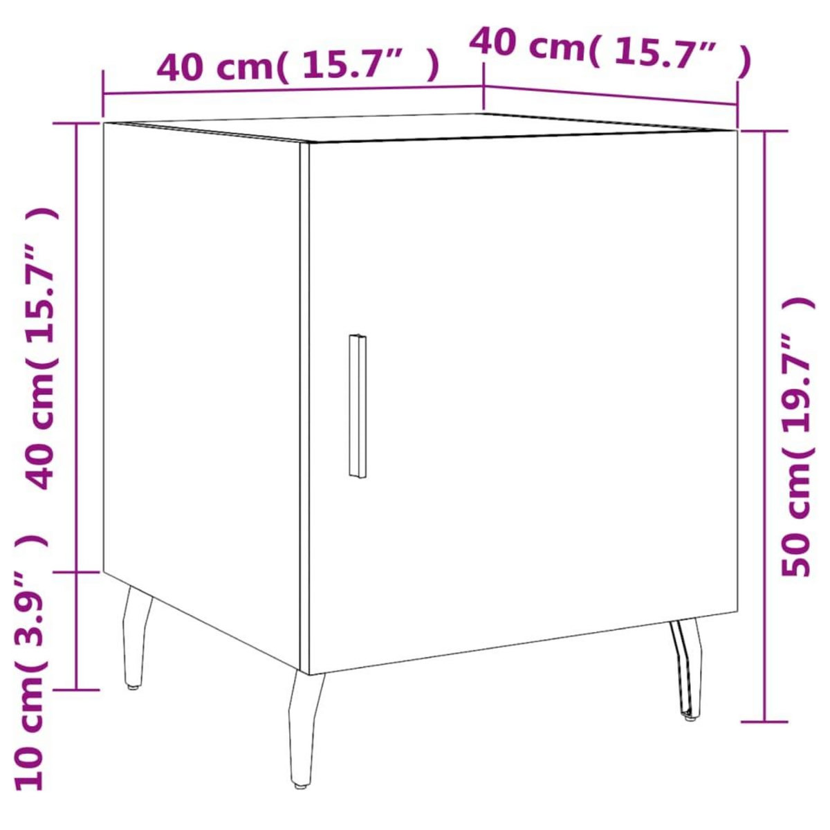VIDAXL Tables de chevet 2 pcs chene sonoma 40x40x50 cm bois ingenierie