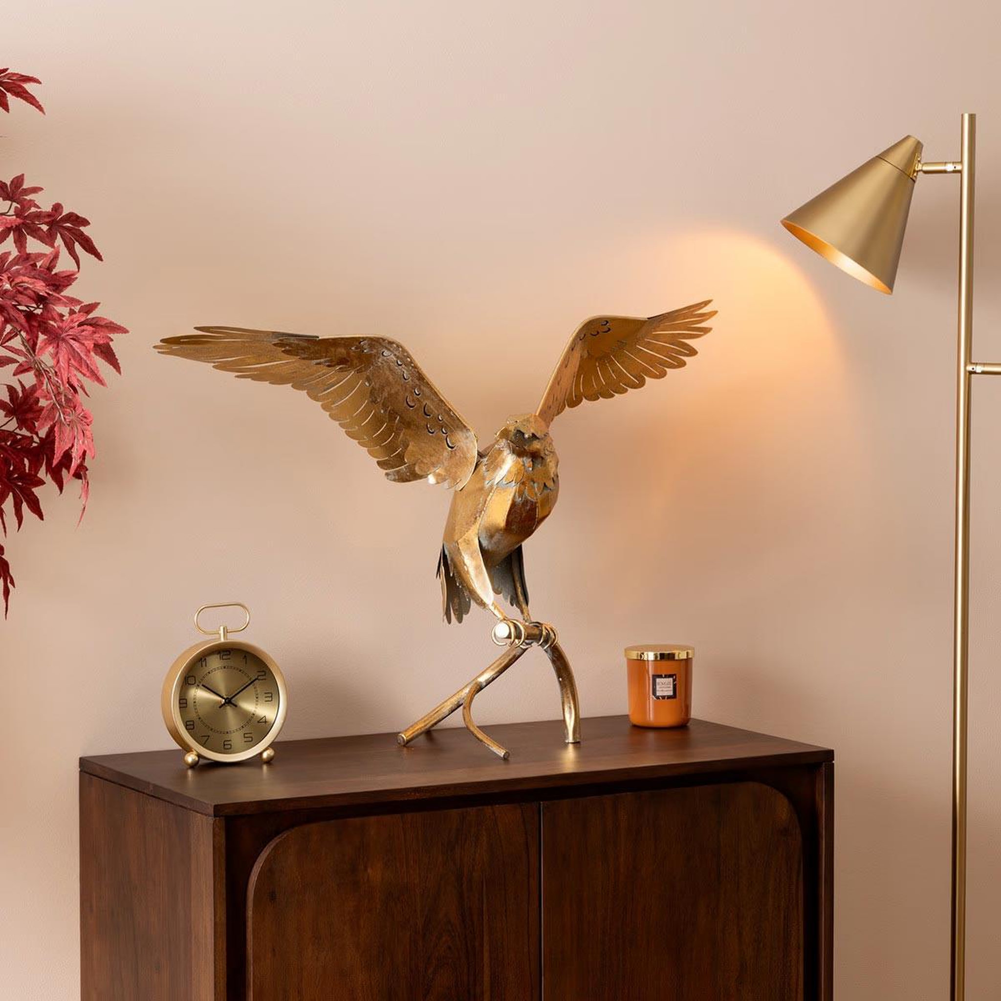 Voir la diapositive 5 : ATMOSPHERA Statue aigle en métal  kadi  85cm doré