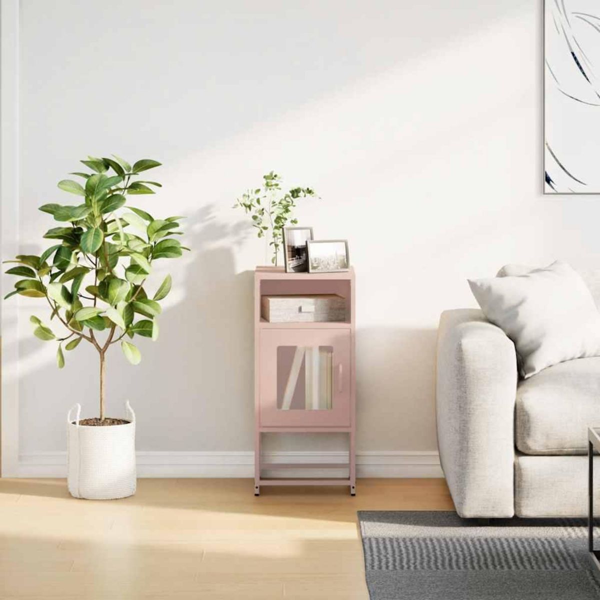 VIDAXL Table de chevet rose 36x39x78 cm acier lamine a froid