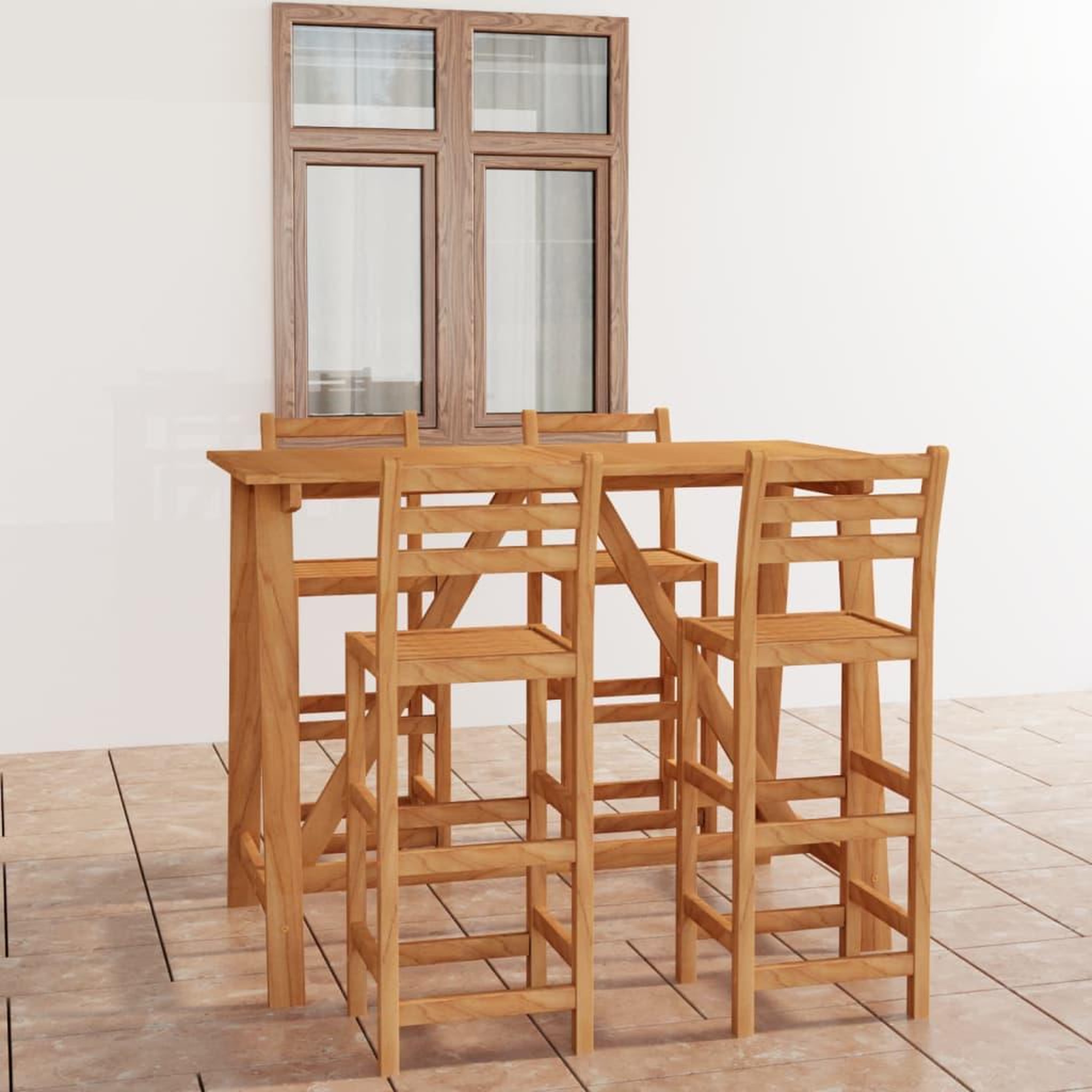 Voir la diapositive 1 : VIDAXL Ensemble de bar d'exterieur 5 pcs Bois d'acacia massif