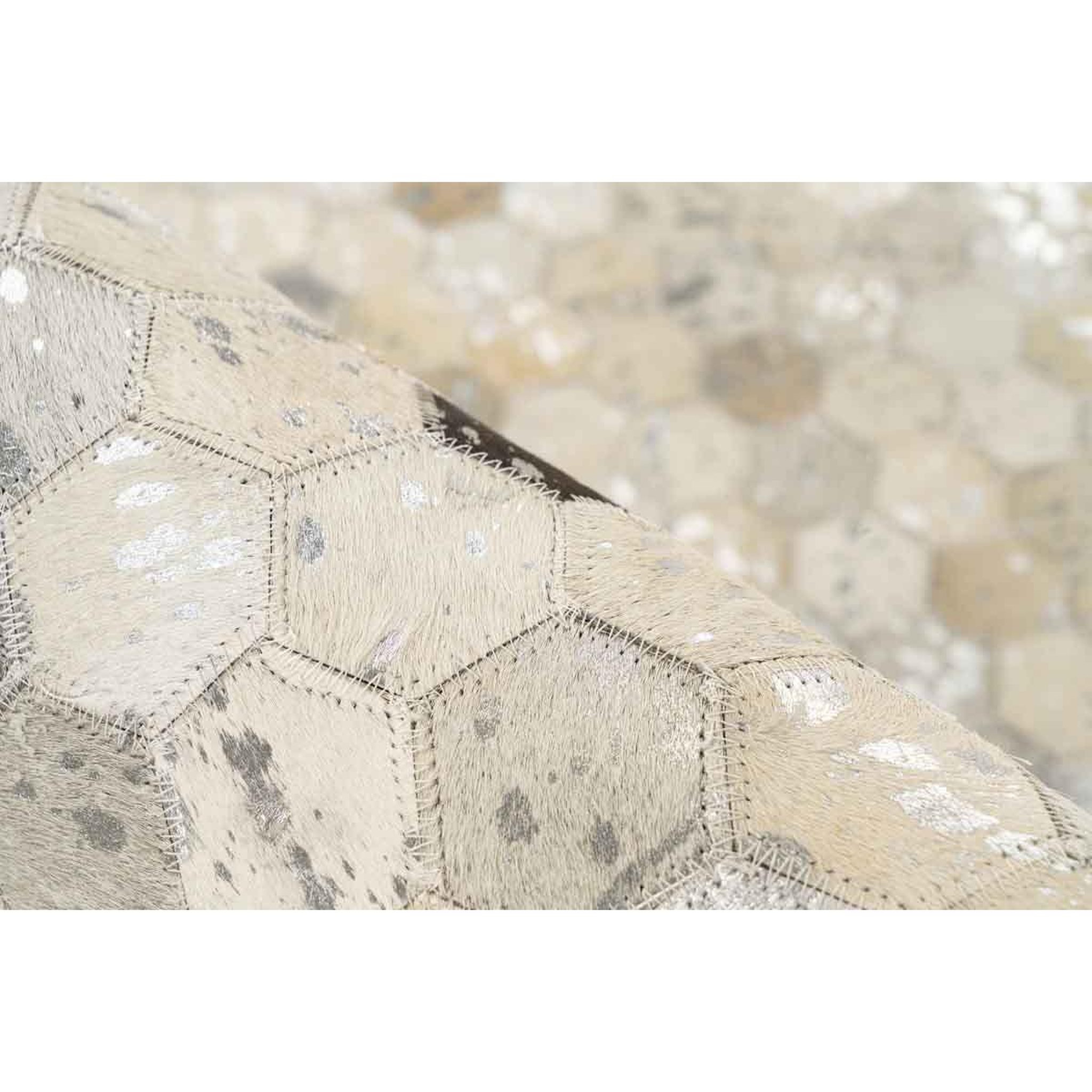 Voir la diapositive 3 : Paris Prix Tapis fait main en cuir à poils ras  ravi  argent & gris