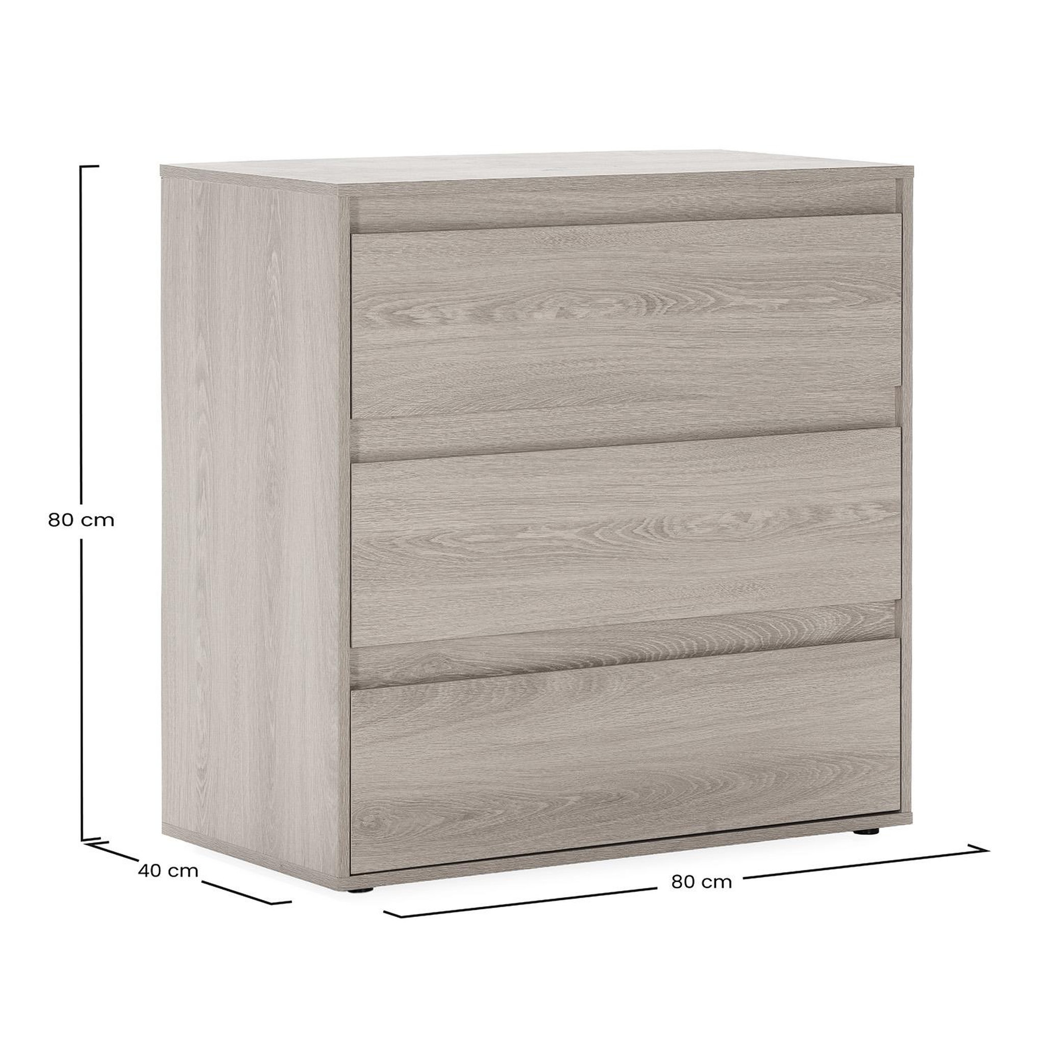 Voir la diapositive 6 : VS VENTA-STOCK Commode Tori 3 tiroirs effet Chêne