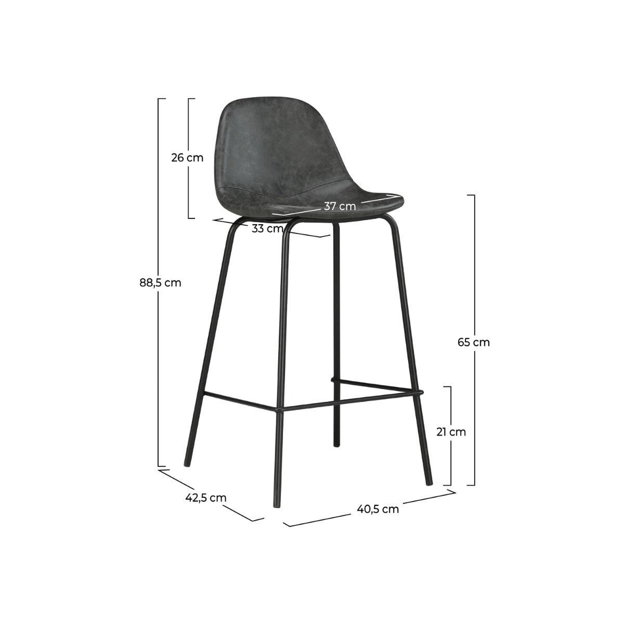 Voir la diapositive 4 : MAISON PAVANE Lot de 2 chaises pour îlot central 65 cm en cuir synthétique gris-henrik