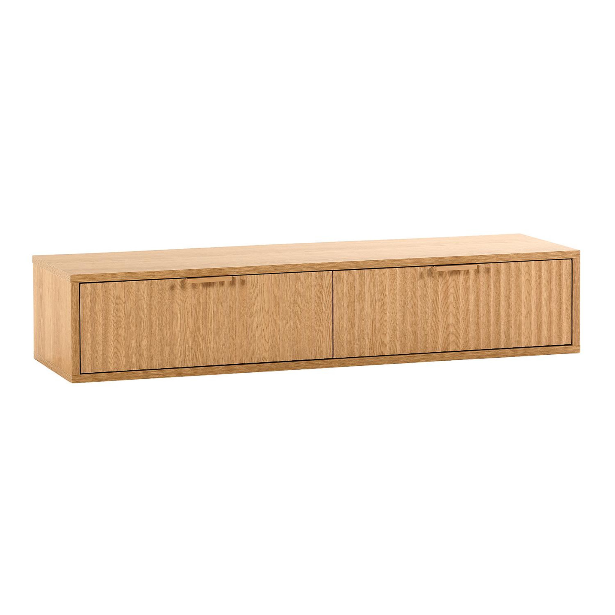 VS VENTA-STOCK Table console flottante Lluvia 2 tiroirs effet Chêne